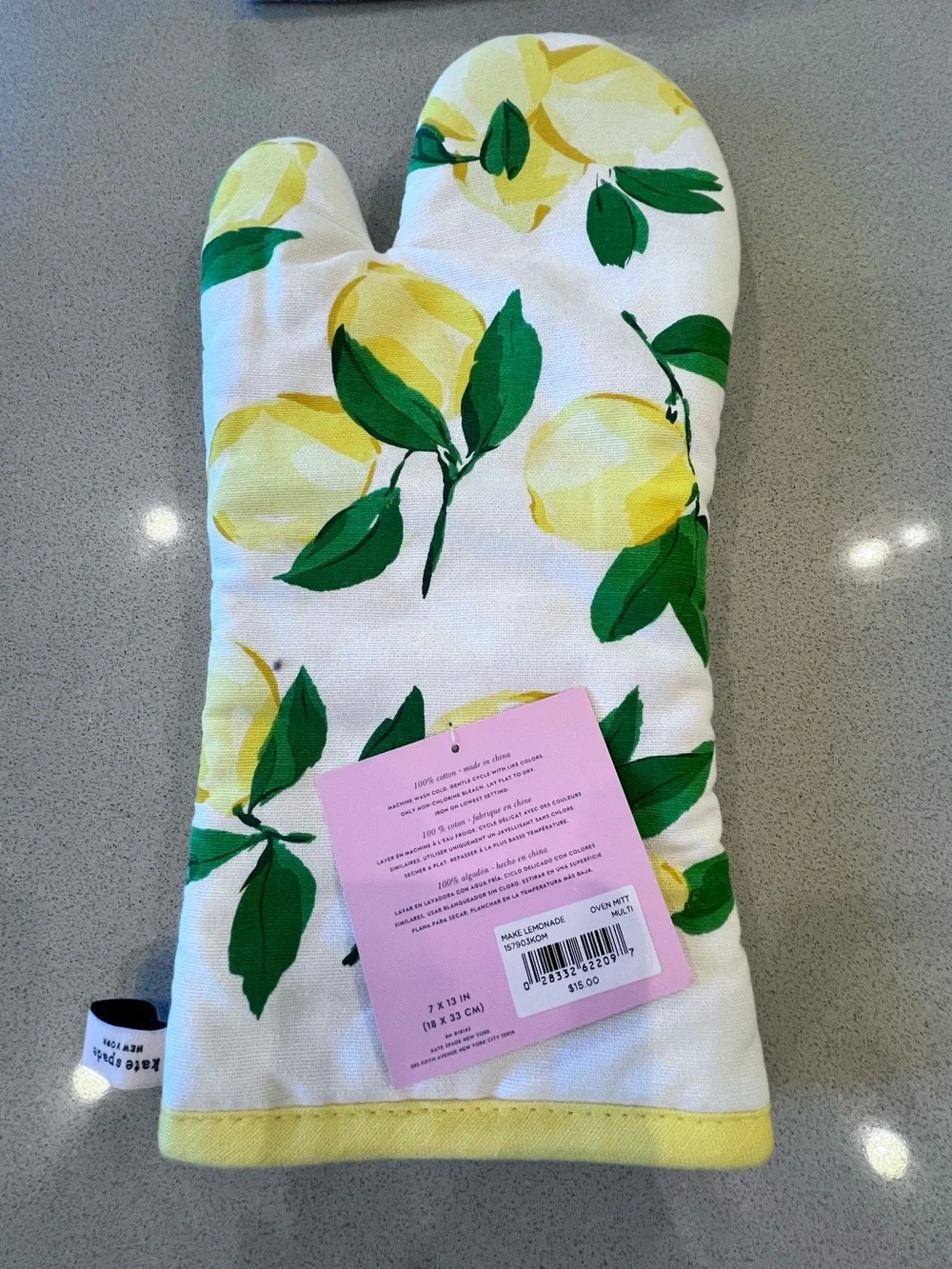 Kate Spade Lemon Oven Mitt, Pot Holder, & Kitchen Towel Set New With Tags